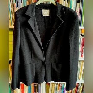 Italian wool knit blazer black M with pockets